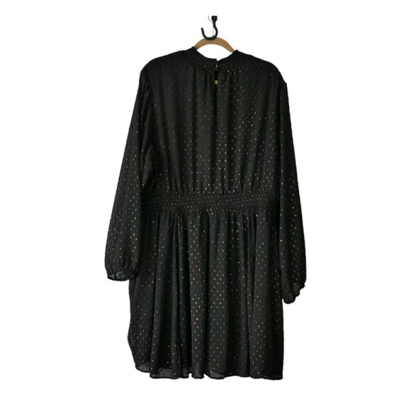 Torrid 3XL Long Sleeve Metallic Confetti Dots Dress Mockneck Fit Flare Feminine - Picture 5 of 12